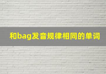 和bag发音规律相同的单词