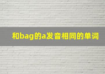 和bag的a发音相同的单词