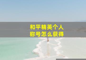 和平精英个人称号怎么获得