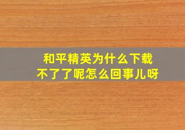 和平精英为什么下载不了了呢怎么回事儿呀