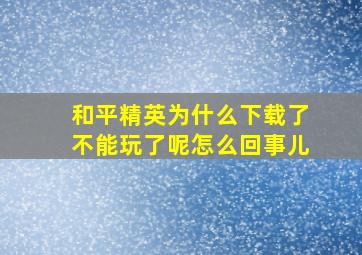 和平精英为什么下载了不能玩了呢怎么回事儿