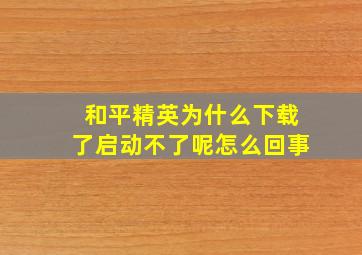 和平精英为什么下载了启动不了呢怎么回事