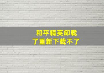 和平精英卸载了重新下载不了