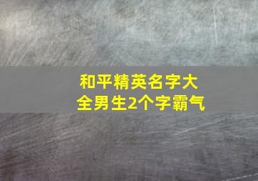 和平精英名字大全男生2个字霸气