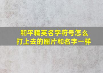 和平精英名字符号怎么打上去的图片和名字一样