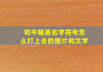 和平精英名字符号怎么打上去的图片和文字