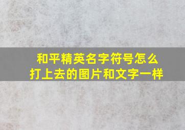 和平精英名字符号怎么打上去的图片和文字一样