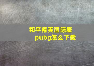 和平精英国际服pubg怎么下载