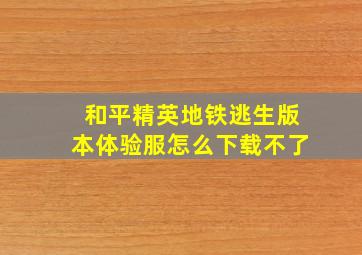 和平精英地铁逃生版本体验服怎么下载不了