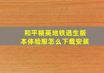 和平精英地铁逃生版本体验服怎么下载安装