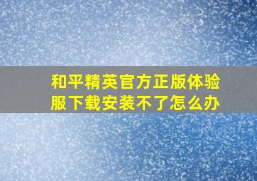 和平精英官方正版体验服下载安装不了怎么办