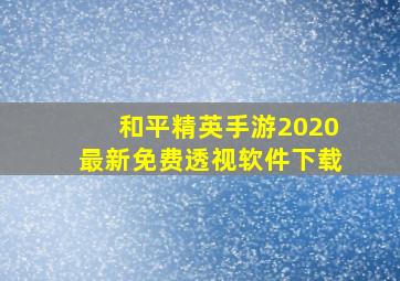 和平精英手游2020最新免费透视软件下载