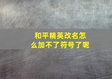 和平精英改名怎么加不了符号了呢