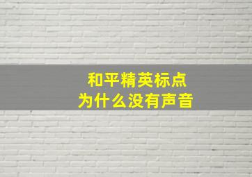 和平精英标点为什么没有声音