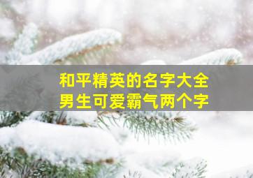 和平精英的名字大全男生可爱霸气两个字