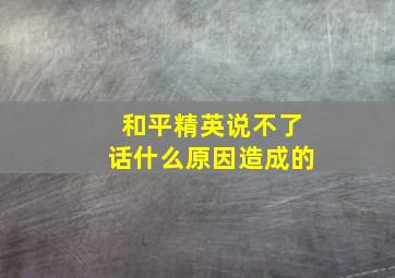 和平精英说不了话什么原因造成的