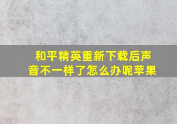 和平精英重新下载后声音不一样了怎么办呢苹果