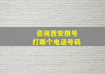 咨询西安限号打哪个电话号码