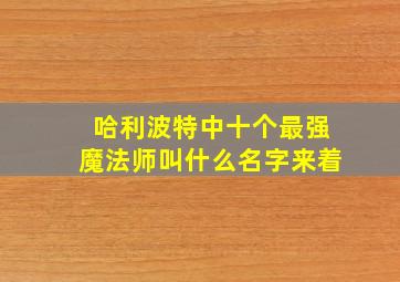 哈利波特中十个最强魔法师叫什么名字来着