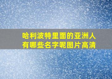 哈利波特里面的亚洲人有哪些名字呢图片高清