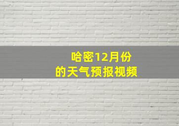 哈密12月份的天气预报视频