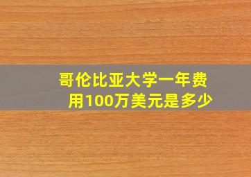 哥伦比亚大学一年费用100万美元是多少