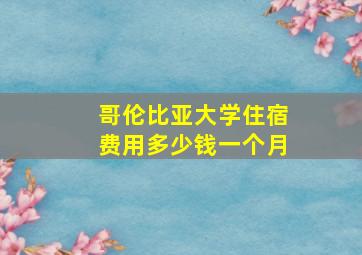 哥伦比亚大学住宿费用多少钱一个月