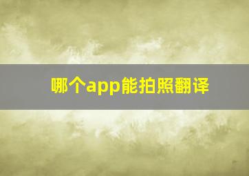 哪个app能拍照翻译