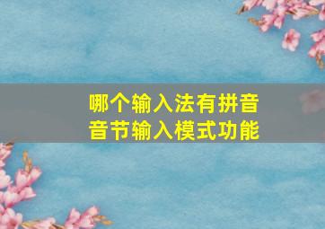 哪个输入法有拼音音节输入模式功能