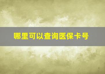 哪里可以查询医保卡号