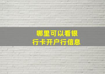 哪里可以看银行卡开户行信息