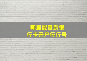 哪里能查到银行卡开户行行号