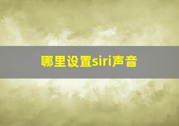 哪里设置siri声音