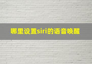 哪里设置siri的语音唤醒