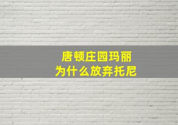 唐顿庄园玛丽为什么放弃托尼