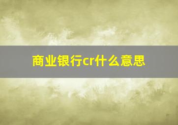 商业银行cr什么意思