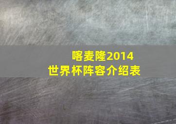 喀麦隆2014世界杯阵容介绍表