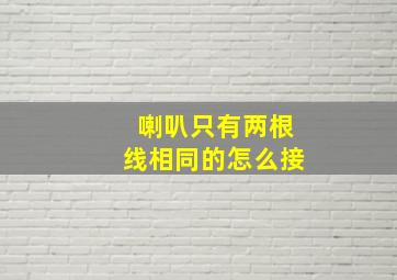 喇叭只有两根线相同的怎么接