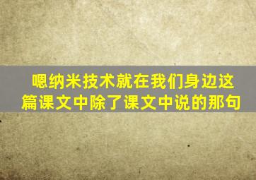 嗯纳米技术就在我们身边这篇课文中除了课文中说的那句