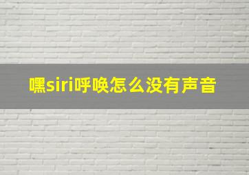 嘿siri呼唤怎么没有声音