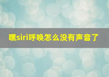 嘿siri呼唤怎么没有声音了