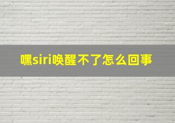 嘿siri唤醒不了怎么回事