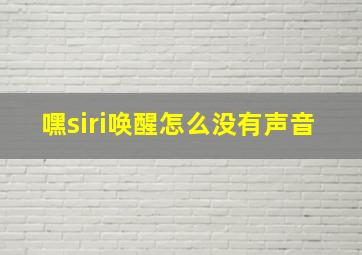 嘿siri唤醒怎么没有声音