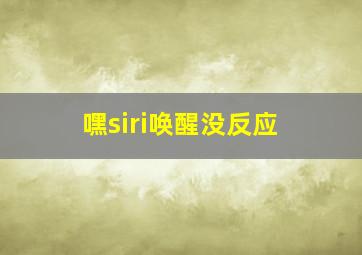 嘿siri唤醒没反应