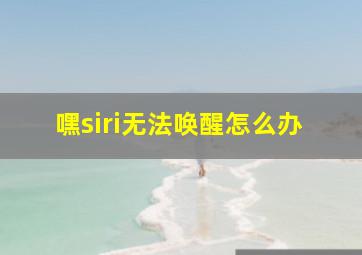 嘿siri无法唤醒怎么办