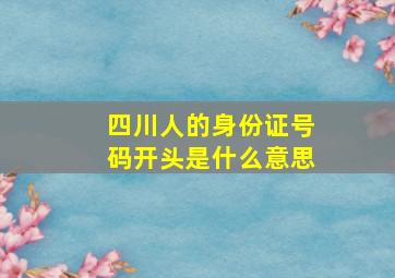 四川人的身份证号码开头是什么意思