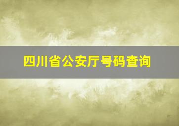 四川省公安厅号码查询