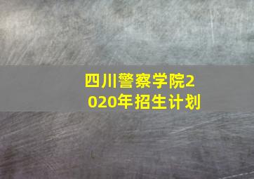 四川警察学院2020年招生计划