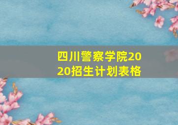 四川警察学院2020招生计划表格