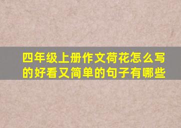 四年级上册作文荷花怎么写的好看又简单的句子有哪些